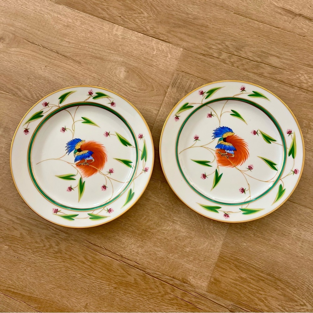 RARE 2 X Royal Danube Dinner Plates‎ Hand Painted Bird By Seres Erzsebet 9 3/4”